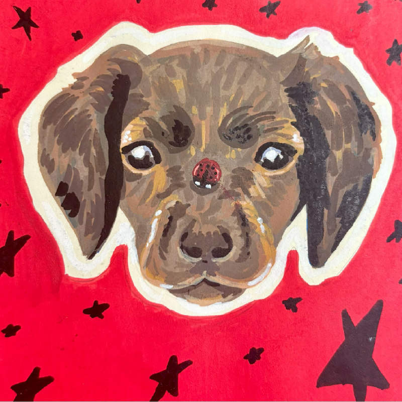 Chiot mignon acrylique